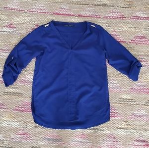 Zara Basics blue studded blouse